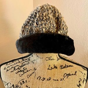VINTAGE : Toppers Inc Winter Hat Brown Faux Fur Trim Lined Cold Weather Cap